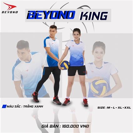 Quần áo bóng chuyền Beyono King Trắng Xanh